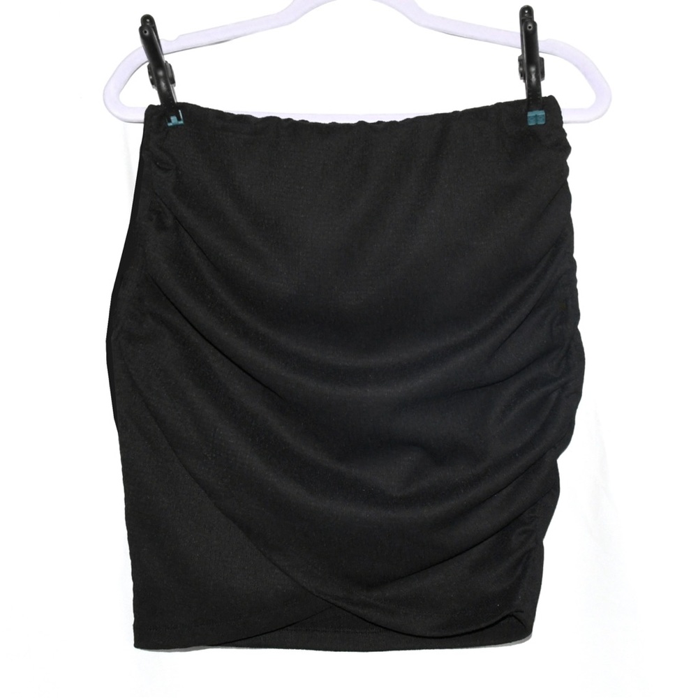 Free People Ruched Tulip Mini Skirt Black